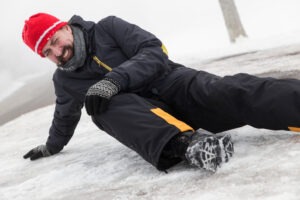 man injured after slipping on ice